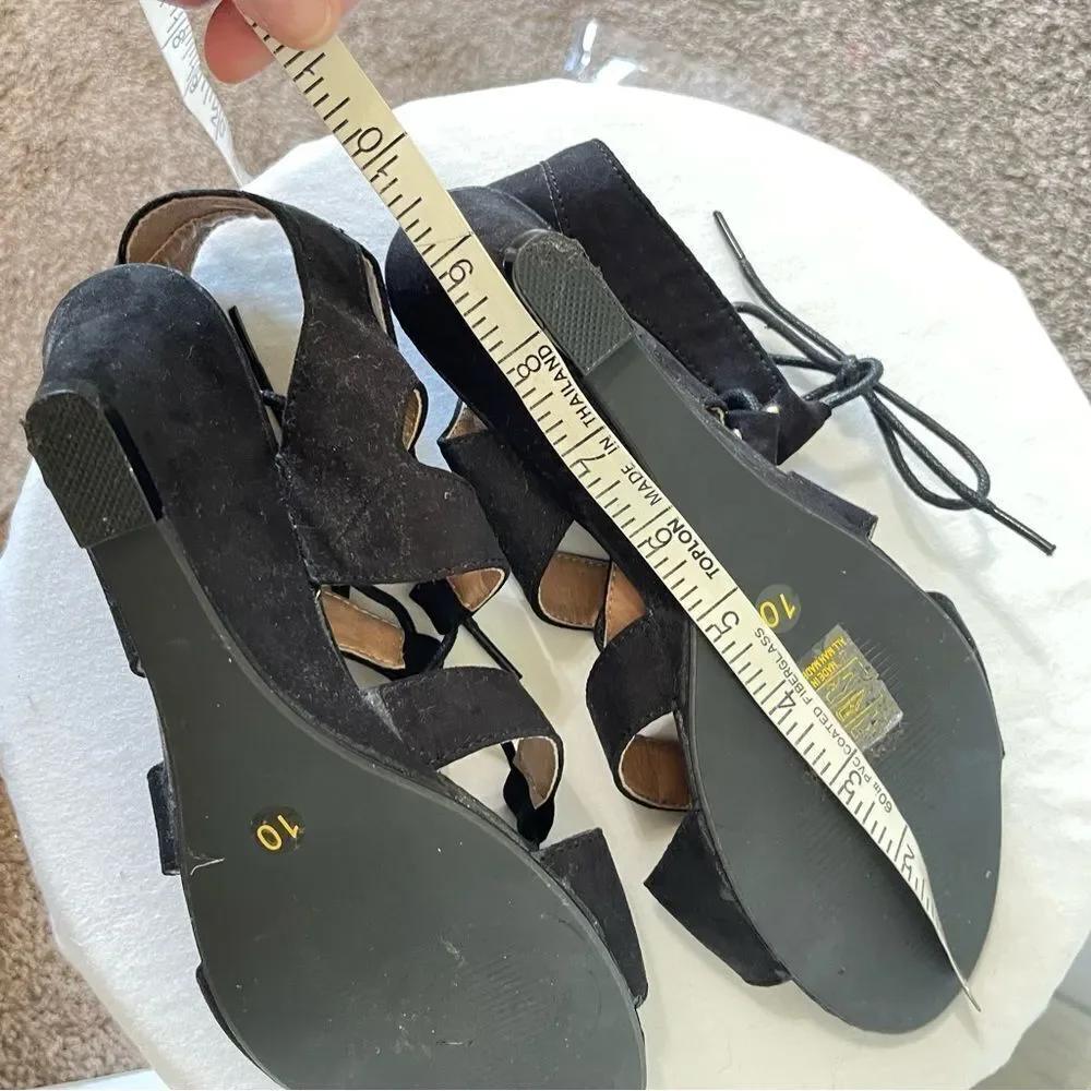 ANNA Black Lace-Up‎ Wedges, Size 9.5